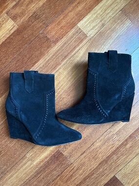 Rebecca Minkoff Black Suede Wedge Ankle Boots
